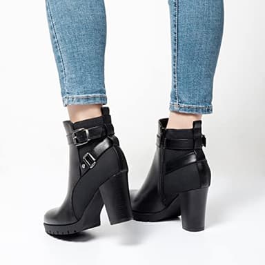 mysoft Women's Ankle Boots Chunky Stacked Heel Zipper Booties - Available in Wide Sizes - Image 4