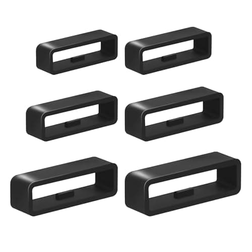 Vnsuyo 6 Pcs Watch Band Keepers, 16mm/18mm/20mm/22mm /24mm/26mm Watch Strap Holder Loops Retainer, Black Silicone Watch Band Fastener Rings Replacement Parts for Smart Sport Watches - Image 1