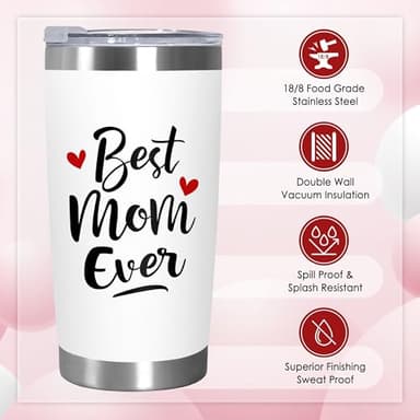 TEEZWONDER Birthday Gifts for Mom - 20 oz Stainless Steel Insulated Coffee Tumbler with Lid - Mom Birthday Gifts from Daughter Son, Mothers in Law, Mama, Grandma Gift Ideas, Tumblers for Women - Image 2