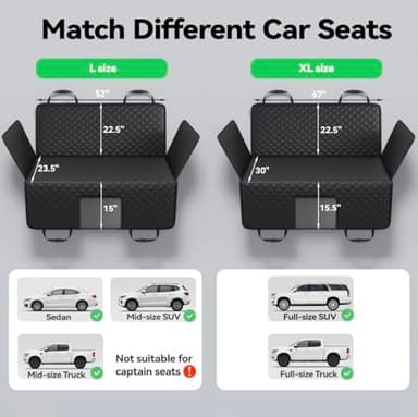 BEARCOVER Reversible Dog Car Seat Cover for Back Seat,Waterproof Scratchproof Pet Backseat Protector,Large Sturdy Back Seat Extender with Detachable Hard Bottom,Dog Hammock for Car,Trucks,SUVs (Black) - Image 6