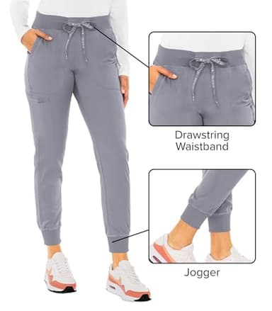 Med Couture Scrub Pants for Women Cargo Jogger Bottoms with 5 Pockets, Lightweight, Ultra Soft, 2-Way Stretch Fabric - MC7710, M Tall, Cloud - Image 2