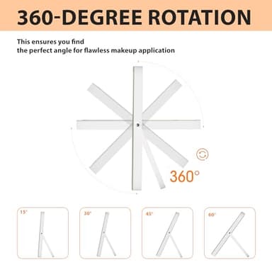 Hasipu Vanity Mirror with Lights, 18" x 14" LED Makeup Mirror, 3 Modes Light, Smart Touch Control Dimmable, 360°Rotation, Rectangle White Frame, with 5X Magnifying Glass - Image 8