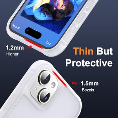 SKYLMW Compatible with iPhone 15 Plus Case with Invisible Magnetic O-Ring Stand Military-Grade Phone Case for iPhone 15 Plus 6.7" [Compatible with Mag-Safe][Great Grip Feeling],Translucent - Image 6