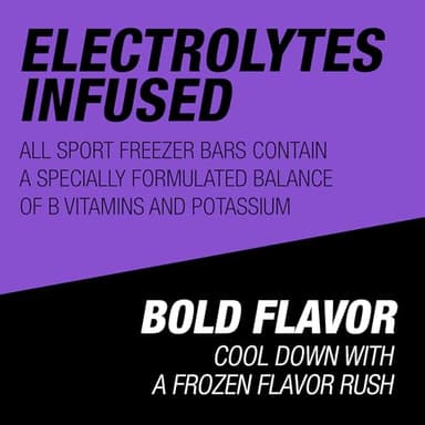 All Sport Freezer Pops, Giant Sized 3oz, 144 CT, Refreshing Ice Pops with Electrolytes, B Vitamins & Potassium –Blue Raz Ice, Lemon Lime, Fruit Punch & Orange - Image 4