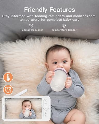 ARENTI Video Baby Monitor with Camera and Audio, 5-inch Smart Baby Camera Monitor with Free Phone App, 1080P, VOX, PTZ, One-Touch Call, Temp Sensor, Lullaby, Night Vision, Auto Tracking, 2-Way Talk - Image 6