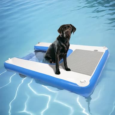 Toriexon Inflatable Dog Boat Ramp 48" L × 32" W- Durable, Puncture-Resistant Surface Ensures Safe, Pool Ramp for Dogs Up to 180 Pounds, Perfect for Pools, Lakes, and Beaches - Image 1