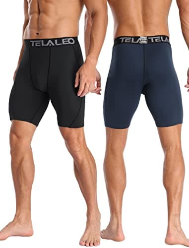TELALEO 5 Pack Compression Shorts for Men Spandex Sport Shorts Athletic Workout Running Performance Baselayer Underwear Black M - Image 4