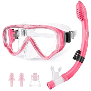 Kids Snorkel Set for Age 4-14 - Dry Top Snorkeling Gear for Kids Junior & Youth - Childs Diving Mask with Big Eyes for Boys Girls - Anti-Fog Snorkeling Mask and Snorkel Set - Image 1