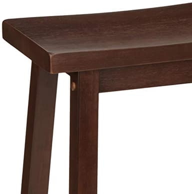 Amazon Basics Solid Wood Saddle-Seat Kitchen Counter Barstool with Footrest, Easy Assembly - 24-Inch Height - Walnut - Set of 2 - Image 7