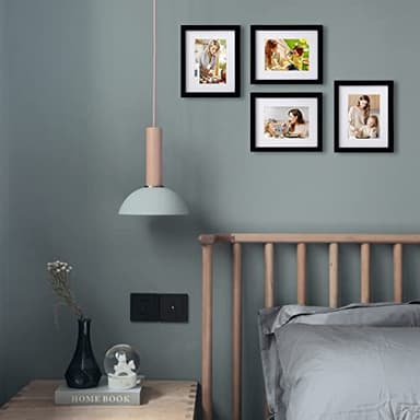 Egofine 8x10 Picture Frames Set of 4, Made of Solid Wood Covered by Plexiglass 4x6 and 5x7 with Mat or 8x10 without Mat, for Table Top Display and Wall Mounting Photo Frame Black - Image 7