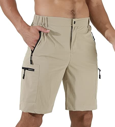 Suwangi Mens Hiking Cargo Shorts Quick-Dry Outdoor Athletic Short Travel Fishing Golf Tactical Short for Men with Multipocket Khaki - Image 1