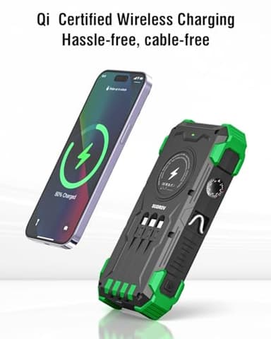 Sudrov Solar Charger Power Bank, 42800mAh Wireless Portable Charger with USB-C in/Output, QC3.0 Fast Charging 15W 4 Ports Outdoor Battery Pack Built-in Dual Led Flashlights for iPhone Samsung etc - Image 4