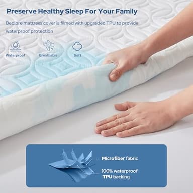 BEDLORE Waterproof Mattress Protector, Queen Size Noiseless Mattress Pad with Deep Pocket 6"-18" Depth, Soft Breathable Bed Mattress Cover Washable for Home, Bedroom, Hotel (White) - Image 2