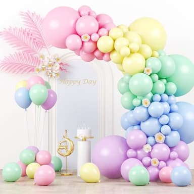 Voircoloria 130pcs Pastel Balloons Different Sizes 18" 12" 10" 5" Macaron Latex Balloon Garland Arch Kit for Birthday Easter Baby Shower Graduation Wedding Gender Reveal Anniversary Party Decorations - Image 1