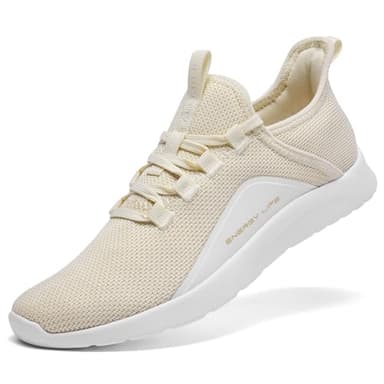 ALEADER Slip On Sneakers Women Walking Running Shoes for Athletic Running Workout Walking Shoes Non Slip Natural Size 10 US - Image 1