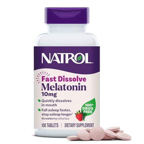 Natrol Fast Dissolve Melatonin 10mg Tablets - Strawberry Flavor, 100 Count, Sleep Support Melatonin Tablets for Adults, 100-Day Supply - Image 1