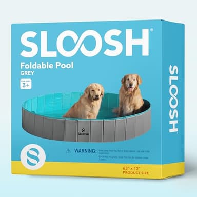 Sloosh Foldable Dog Kiddie Pool - Portable Hard Plastic Doggie Swimming Pool, Anti-Slip Collapsible Pets Bath Tub Suitable for Kids Indoor Outdoor Backyard Use (63" x 12", Grey) - Image 8