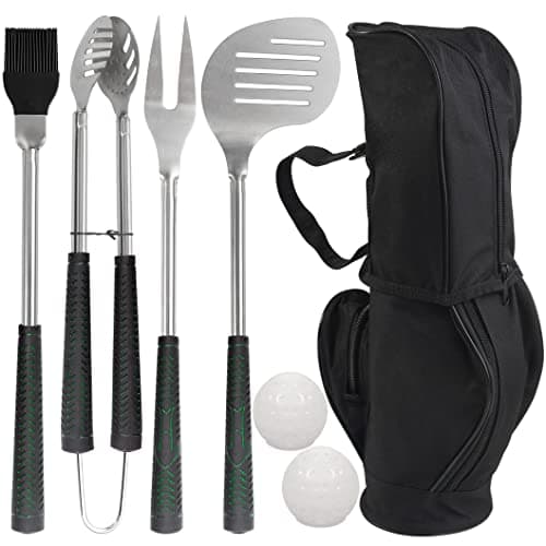 POLIGO 7PCS Golf-Club Style BBQ Tools Set Grilling Tools with Rubber Handle - Stainless Steel Grill Accessories for Outdoor Grill Set Premium Grill Utensils Set Christmas Birthday Gifts for Men Dad - Image 1