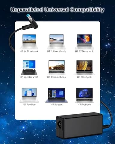 19.5V 3.33A 65W Laptop Charger for HP Elitebook 840 850 845 830 820 G3 G4 G5 G7 G8 G9, HP ProBook, Envy, Pavilion, Spectre, Stream, Notebook 15 Series Smart Blue Tip Power Cord Adapter - Image 4