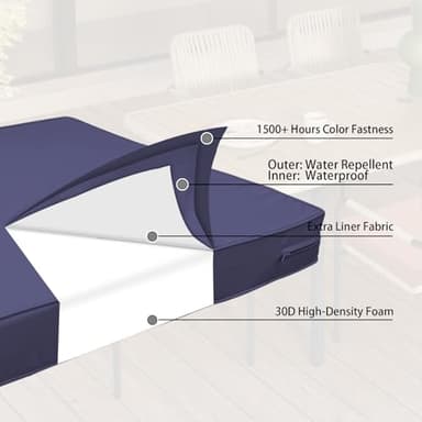 Metliv Outdoor Chaise Lounge Cushions, Waterproof Patio Chair Cushions for Outdoor Furniture with Adjustable Ties, Lounge Chair Cushion with Removable Cover, 72 x 21 x 3 Inch, Navy - Image 4