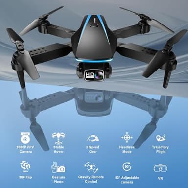 Oddire Drone with Camera - Drones for Adults, with 2 Batteries, Carrying Case, Propellers, 1080P HD Foldable Drone with Stable Hover, Trajectory Flight, Gravity Control, One Key Take Off/Land, 3D Flip - Image 2
