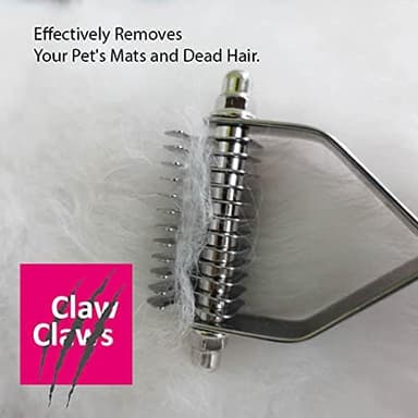 Undercoat Rake with Wooden Handle for Small Dog and Cat, Dematting Tool with Rounded Edge for Removing Tangled Hair, Grooming Rake Brush, Made in Taiwan (S-M, 12 Blades - Image 4