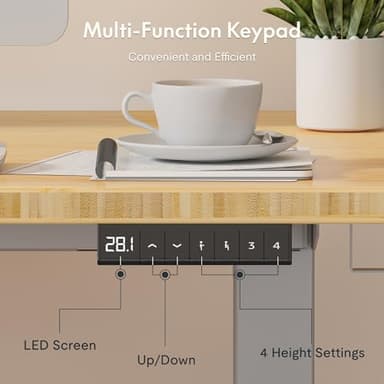 FLEXISPOT EN2 Whole-Piece Bamboo Standing Desk with Clamp Power Strip, 55 x 28 Electric Stand Up Height Adjustable Desk with Cable Management (Grey Frame + 55" Bamboo Top, 2 Packages) - Image 8