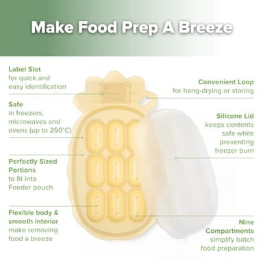 Haakaa Silicone Nibble Freezer Tray -Breastmilk Teething Popsicle Mold - Baby Fruit Food Feeder Teether Tray - Baby Food Maker - Ice Cube Tray - 4 Months+ Babies - BPA Free -Banana - Image 4