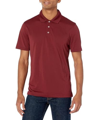 Amazon Essentials Men's Golf Polo Shirt, Short Sleeve, Slim-Fit, Quick-Dry, Rich Burgundy, Medium - Image 1