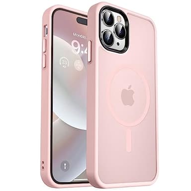MOCCA Strong Magnetic for iPhone 14 Pro Max Case [Compatible with Magsafe] [10FT Military Grade Protective] Translucent Matte Slim Shockproof Case for iPhone 14 Pro Max 6.7"-Pink - Image 1