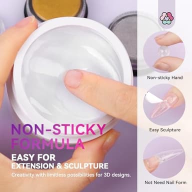 SAVILAND Solid Builder Nail Gel - 60g Large Capacity 3D Nail Gels Sculpting Gel for Art Non-Sticky Hand Carving Glue Extension with Sequins Chrome Powder DIY Salon Home - Image 4