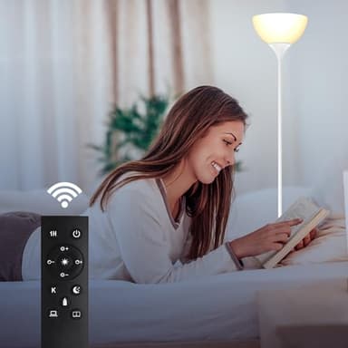 PESRAE Floor Lamp, Remote Control with Stpeless Color Temperatures and Brightness, Torchiere lamp for Bedroom, Living Room, Bulb Included - Image 3