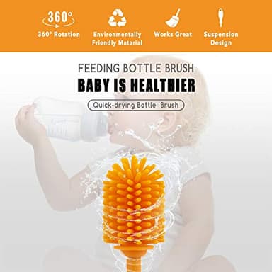 Silicone Bottle Cleaning Brush with Long Handle,12.5" Water Bottle Cleaner for Baby Bottles, Hydro Flask, Sports Bottle, Vase, Glassware, Perfect for Smaller Diameter Bottle Openings (One Pack) - Image 6