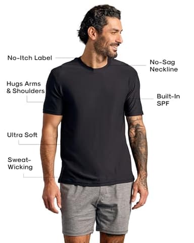 True Classic Workout Shirts for Men – Mens Shirts & Muscle Shirt for Men, Gym Shirt, Mens Tank Top and Athletic Base Layer, Quick-Dry Workout Tee, Pack of 6, Black, XL - Image 2