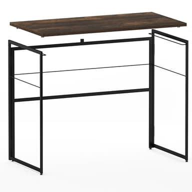 Furinno Riau No Tool/No Assembly/Folding Metal Frame Computer Desk, Rustic Oak/Black, 39 Inch - Image 11