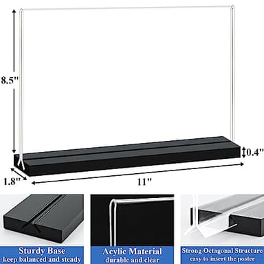 Acrylic Sign Holder 11x8.5 '' Horizontal T-Shaped Clear Double-Sided Table Menu Stands Plastic Picture Frames Display Desktop Display Holders for Wedding Table,Restaurant Signs,Office, Store,6 Pack - Image 3
