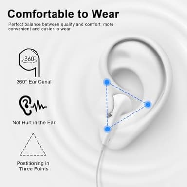2 Pack Wired Headphones for iPhone Earbuds with Built-in Microphone & Volume Control HiFi Stereo Nosie Reduction Earphones for iPhone 14 13 12 11 Pro Max XS XR X 8 7 6, Plug and Play, Support All iOS - Image 2
