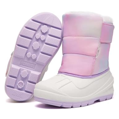 MORENDL Snow Boots Toddler Girl Winter Boots Baby Waterproof Insulated Warm Faux Fur Lightweight Non-Slip Cold Weather Walking Shoes Gradient Pink Size 10 - Image 4