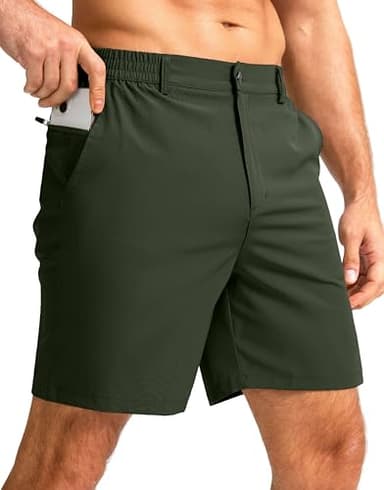 G Gradual Men's Casual Shorts 7" Lightweight Golf Shorts for Men Stretch with 3 Pockets Quick Dry Breathable Work Shorts Army Green - Image 1
