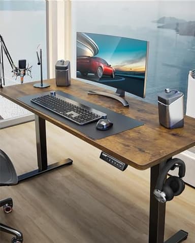 ErGear Height Adjustable Electric Standing Desk, 55 x 28 Inches Sit Stand up Desk, Large Memory Computer Home Office Desk with Two-Piece Desktop (Vintage Brown) - Image 2