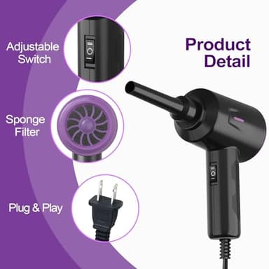 Meudeen Air Duster - Compressed Air - 5.74 oz High Power Cleaning for Computer - PC - 2 Gear Air Blower (Black Purple) - Image 7