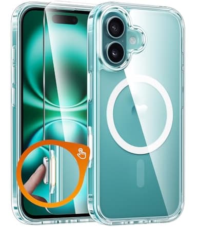 FNTCASE for iPhone 16 Phone Case: Magnetic Military Grade Drop Protection Anti Yellowing Slim Case - Rugged Shockproof Protective Transparent Cell Phone Cover (A-Transparent) - Image 1