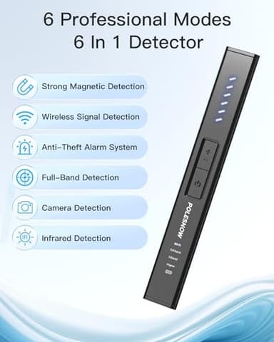 POLESNOW Hidden Camera Detectors, Bug Detector Anti Spy Camera Finder, GPS Tracker Detector Hidden Device Detector 6 Modes for Travel, Car, Hotel, P18 Mix - Image 8