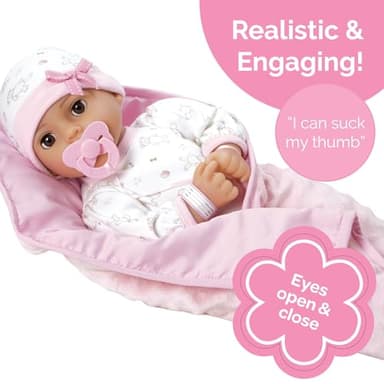 Adora 16 Inch Girl Baby Doll with Accessories Matching 9-Piece Set Including a Pacifier, Hospital, Bracelet, Diaper, and More Gift for Toddlers Ages 3+ Adoption Babies Collection - Cherish - Image 3