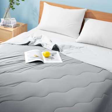 Gehtmnl Cooling Comforter, Cooling Blanket for Hot Sleepers and Night Sweats, Double-Sided Cool Breathable Soft Lightweight Blanket, All Season Bedding Comforter, (Mist Light Grey, Queen(90"x90")) - Image 8
