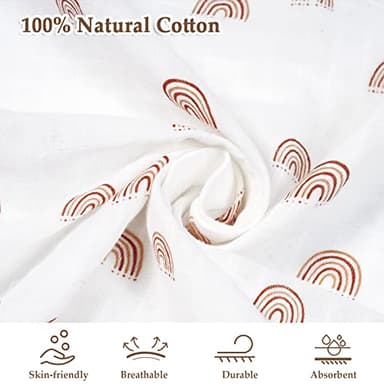 david's kids 4 Pack Baby Muslin Swaddle Blankets, 100% Cotton and Ultra Soft Breathable Receiving Blanket Wrap for Boys Girls, New Born Essentials, Large 47 x 47 inches, Rainbow/Wave - Image 4