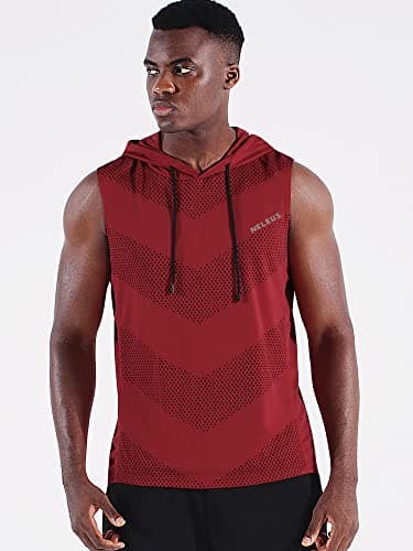 NELEUS Men's Workout Tank Tops Sleeveless Running Shirts with Hoodie,5098,3 Pack,Grey/Blue/Red,L - Image 7