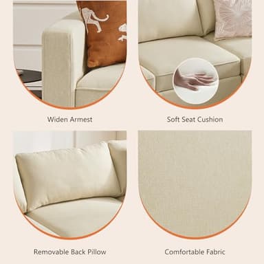 Sweetcrispy Convertible Sectional Sofa Couch, 6 Seat 6 Backs Sofa Set with Storage for Living Room, U-Shaped Modern Modular Sofa Sleeper with Reversible Chaise, Beige - Image 4