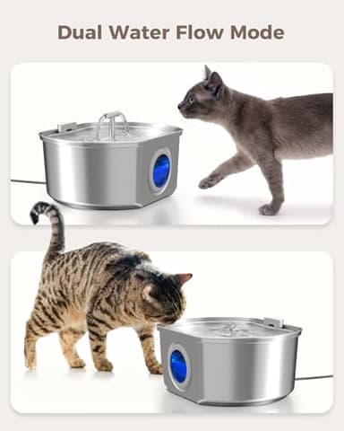 Cat Water Fountain Stainless Steel - Pet Drinking Fountain for Cats Indoor - 3.2L/108oz Automatic Water Dispenser with Watering Level Window (4 Filter) - Image 6