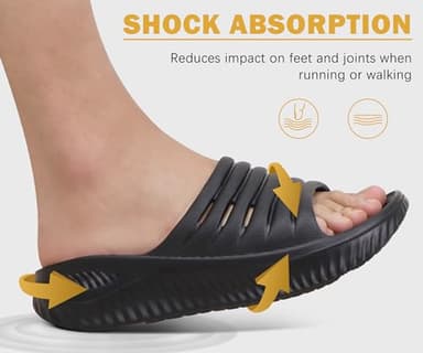KuaiLu Womens Recovery Sandals Comfortable Plantar Fasciitis Arch Support Ladies Orthopedic Slip On Running Sport Walking Slides Thick Athletic Cushion Slippers Summer Outdoor Sliders Black Size 10 - Image 5